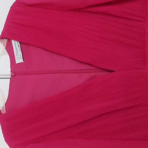 Mac Duggal Pleated Bell Sleeve Chiffon Mini Dress - Picture 2 of 8